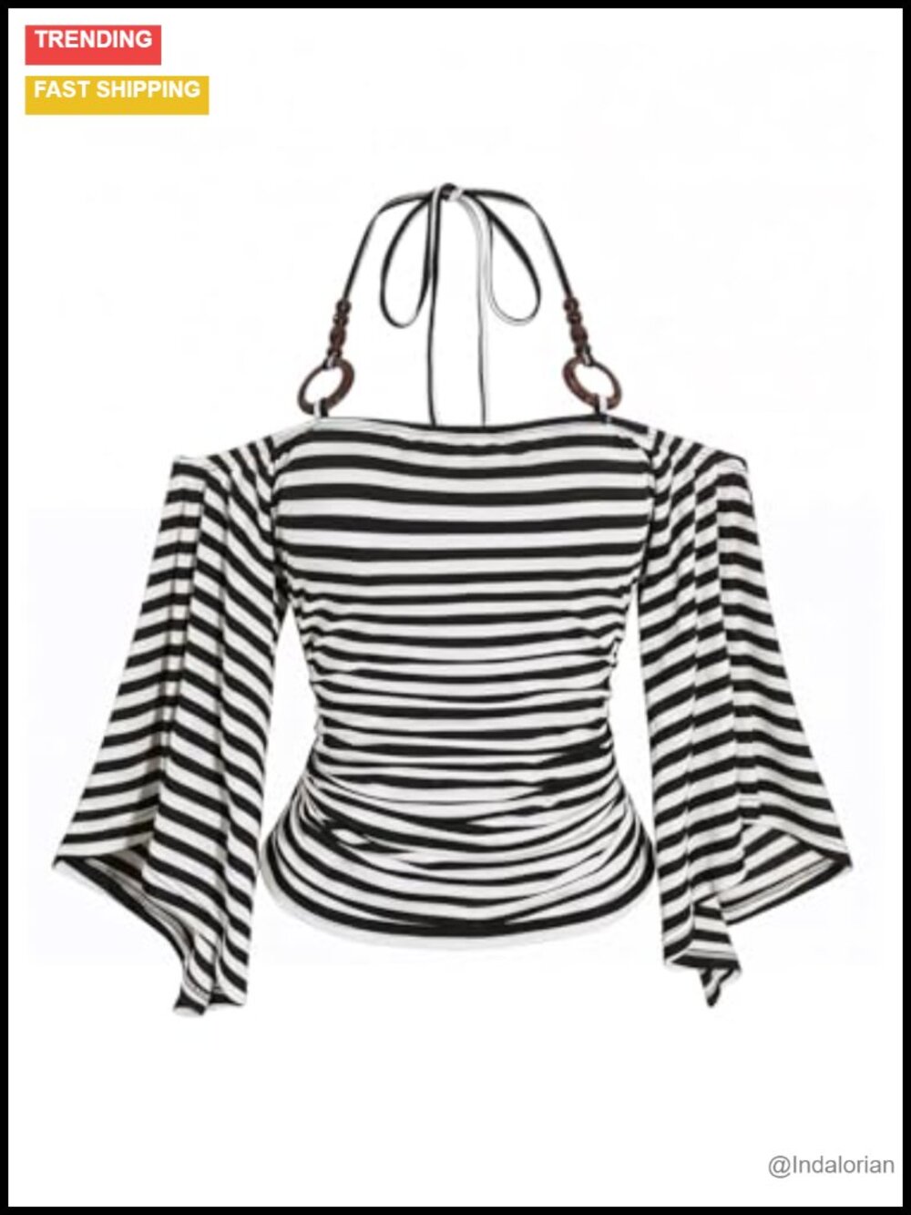 Plus Size Off Shoulder Striped T-Shirt Ruched Half Sleeve Top